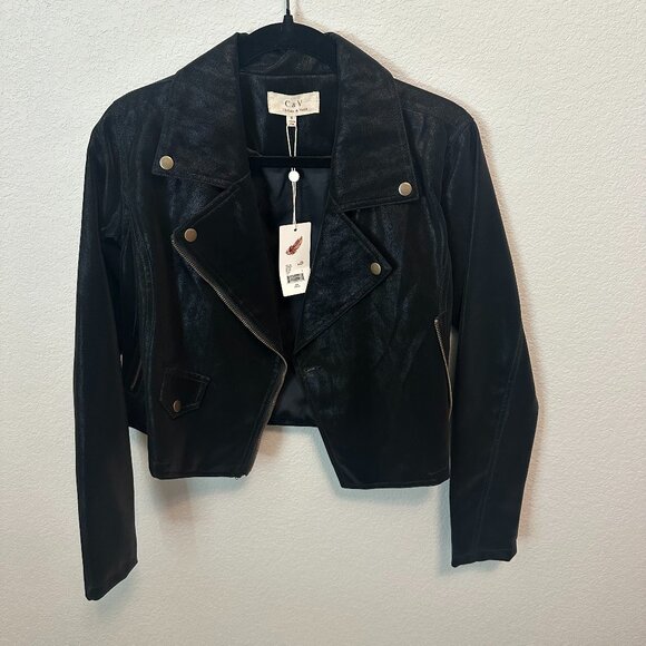 Chelsea & Violet Jackets & Blazers - Chelsea & Violet Black Leather Look Moto Jacket - Size Small - NWT